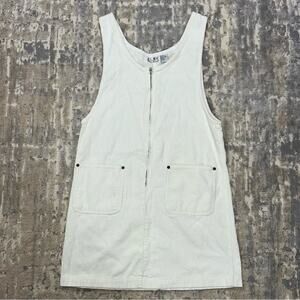 Vintage J.L.N.Y. White Corduroy Jumper Dress Medium 1990s